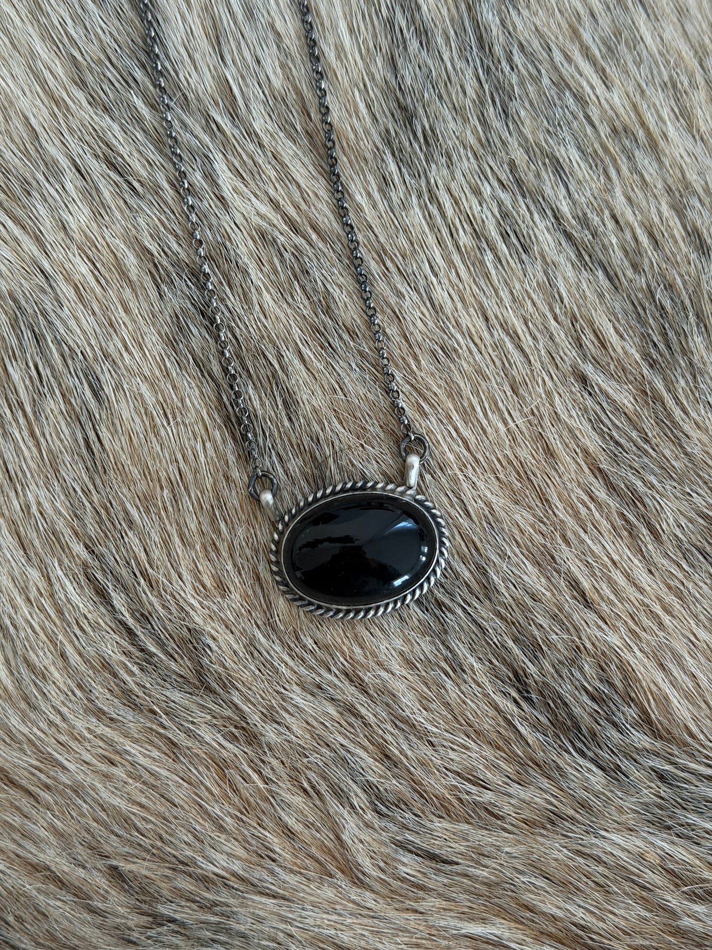 Black Onyx Bar Necklace