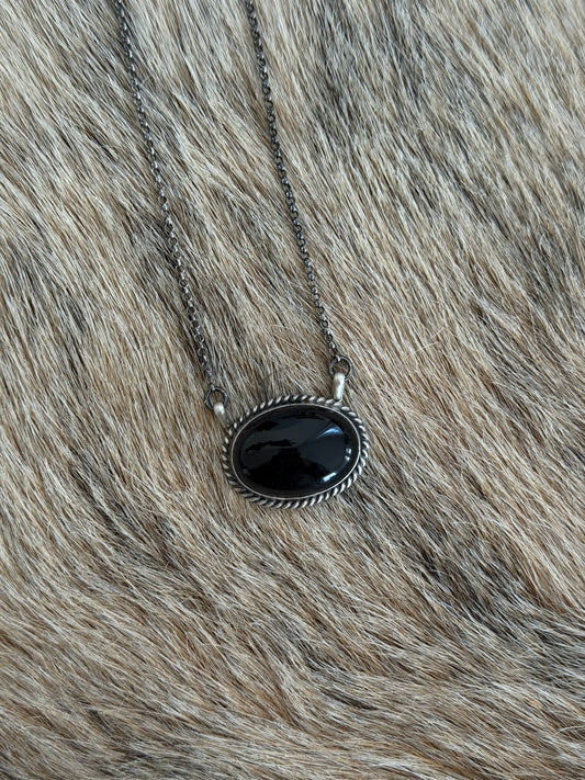 Black Onyx Bar Necklace