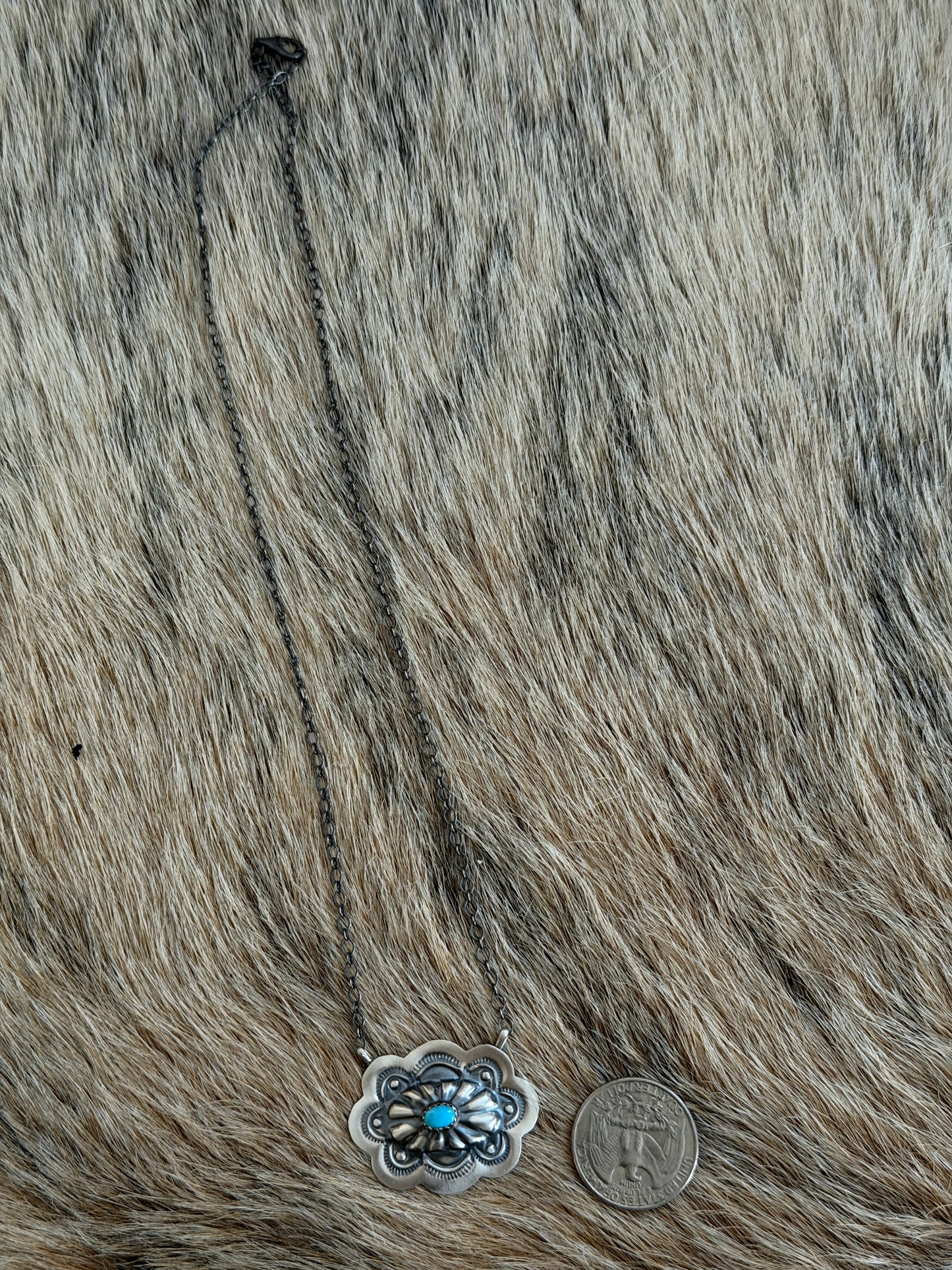 Kingman Turquoise Concho Bar Necklace