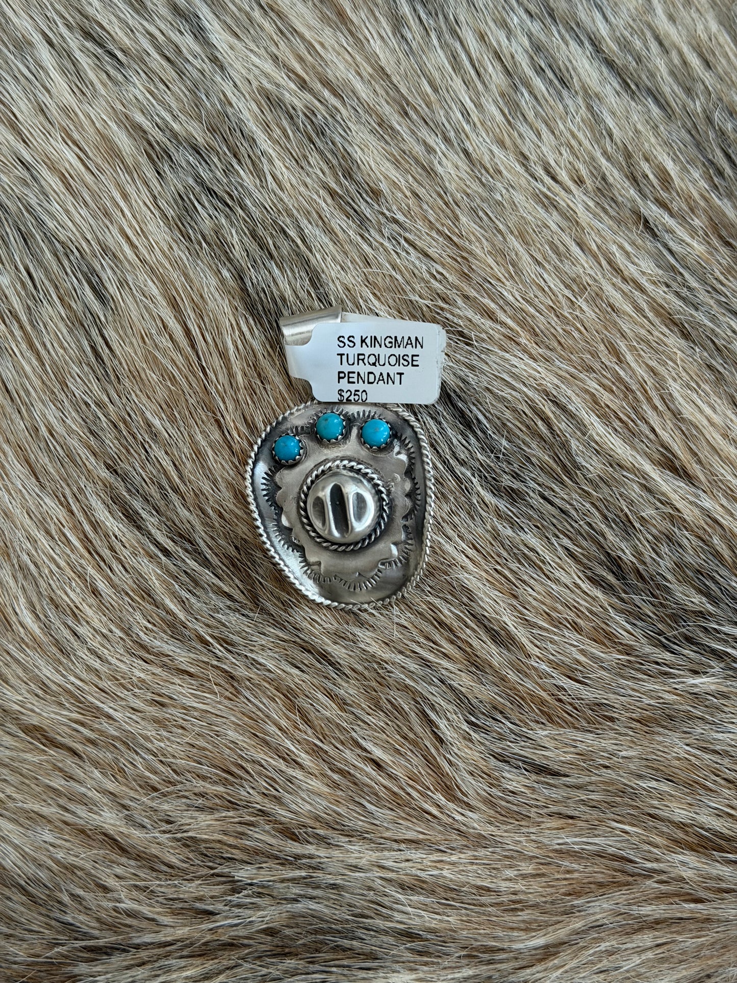 Kingman Turquoise Cowboy Hat Pendant