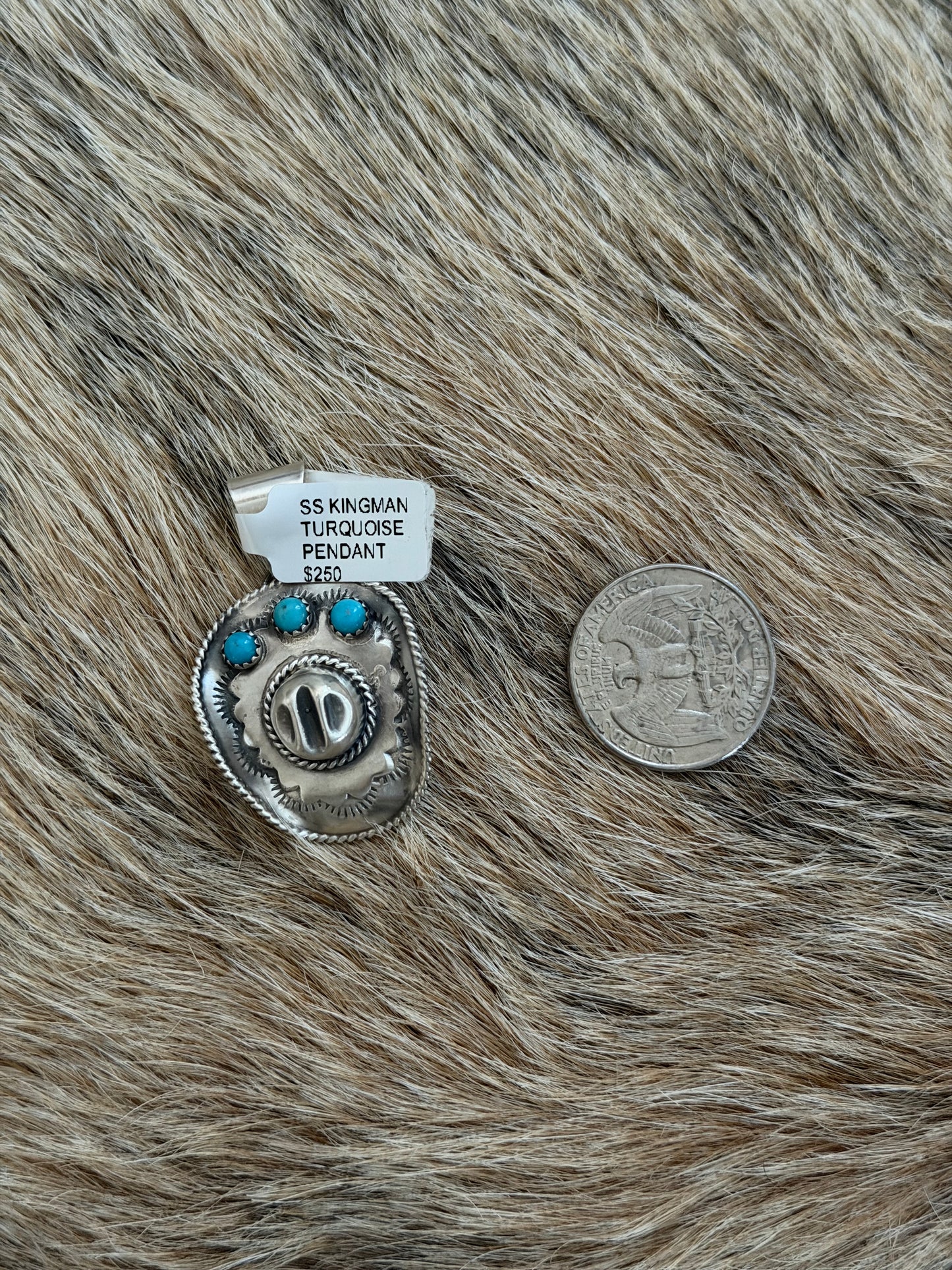 Kingman Turquoise Cowboy Hat Pendant