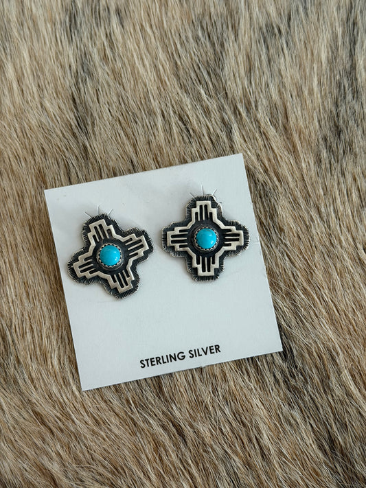 Kingman Turquoise Zia Earrings
