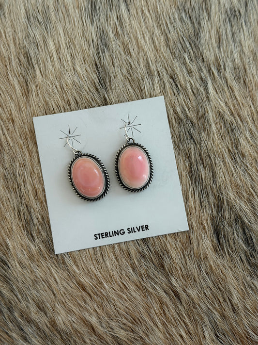 Pink Conch Dangle Earrings
