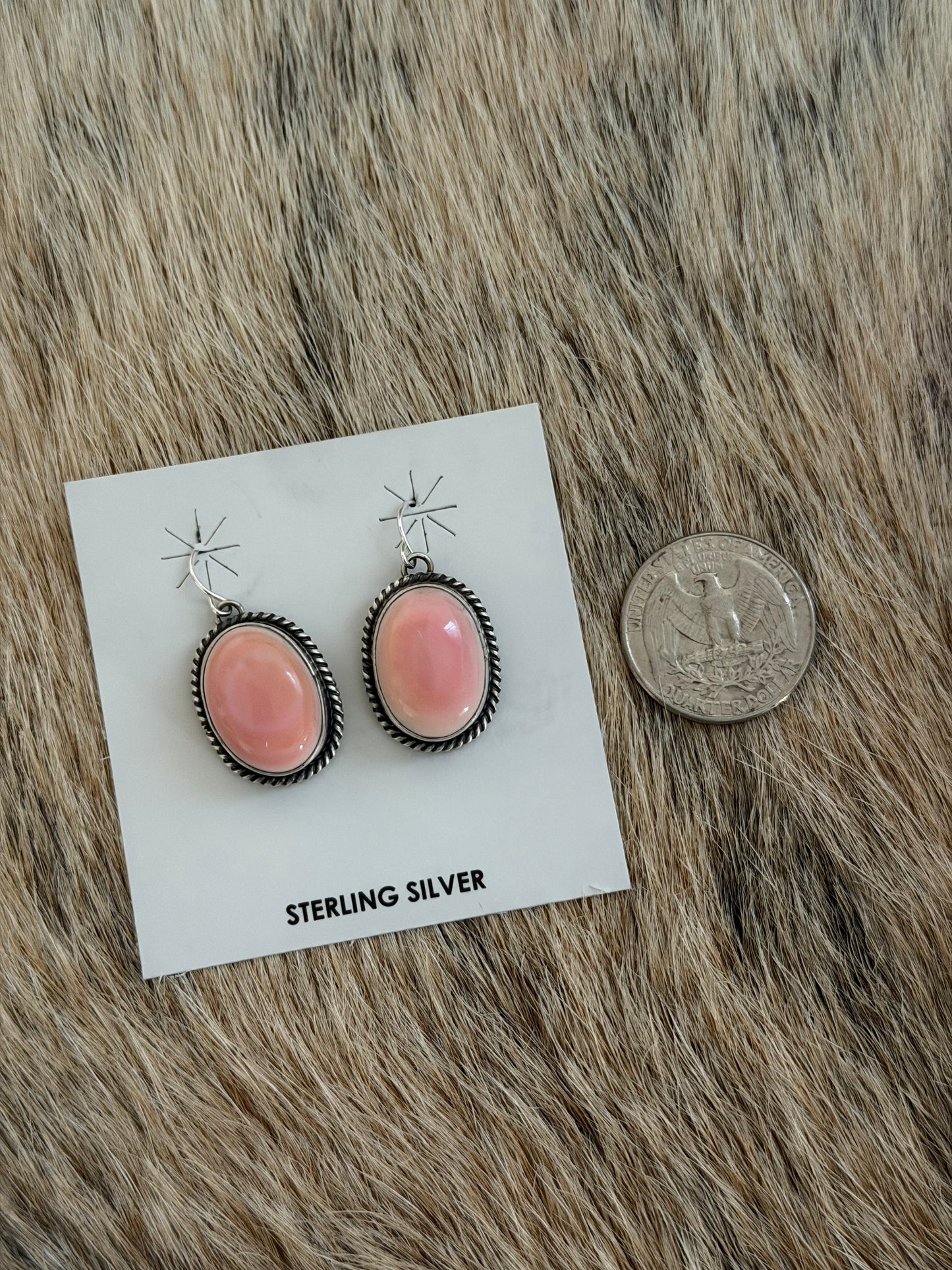 Pink Conch Dangle Earrings