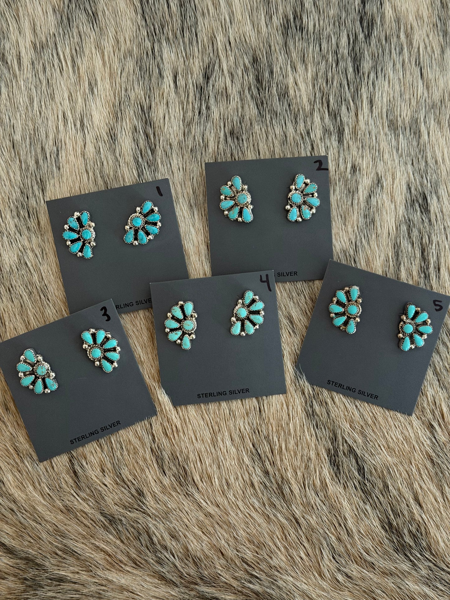 Kingman Turquoise Half Cluster Earrings