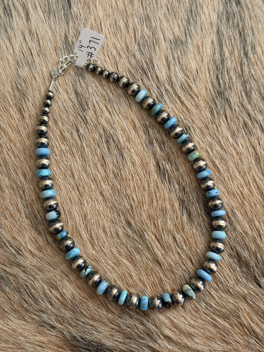 14" 8mm Golden Hills Turquoise Necklace