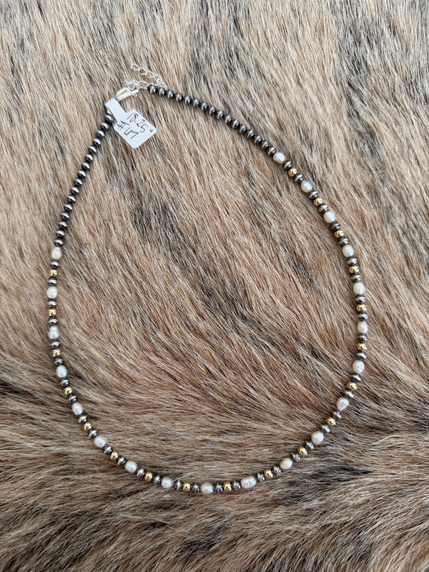18.25" Freshwater Pearl and 4mm Gold Filled Bead Necklace