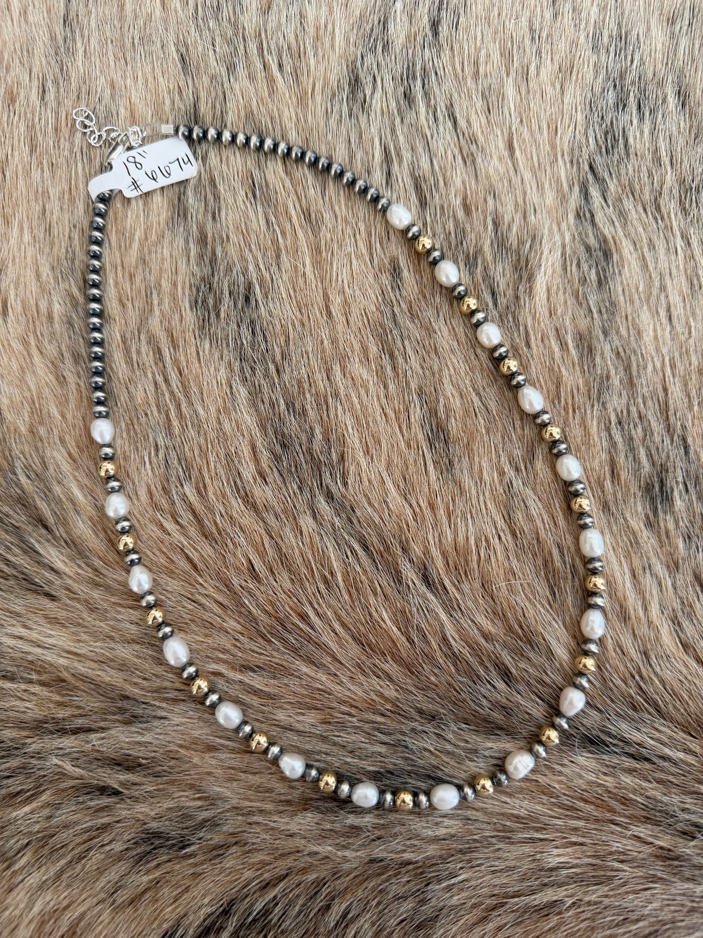 18" Freshwater Pearl and 5mm Gold Filled Bead Necklace