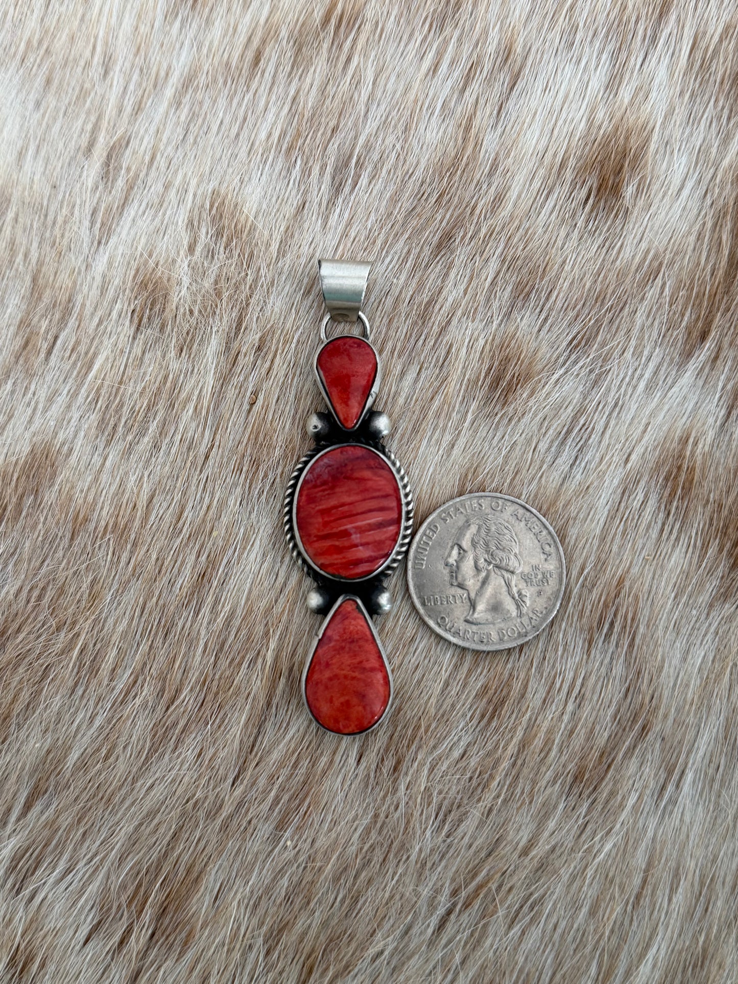 Red Spiny Cluster Drop Pendant