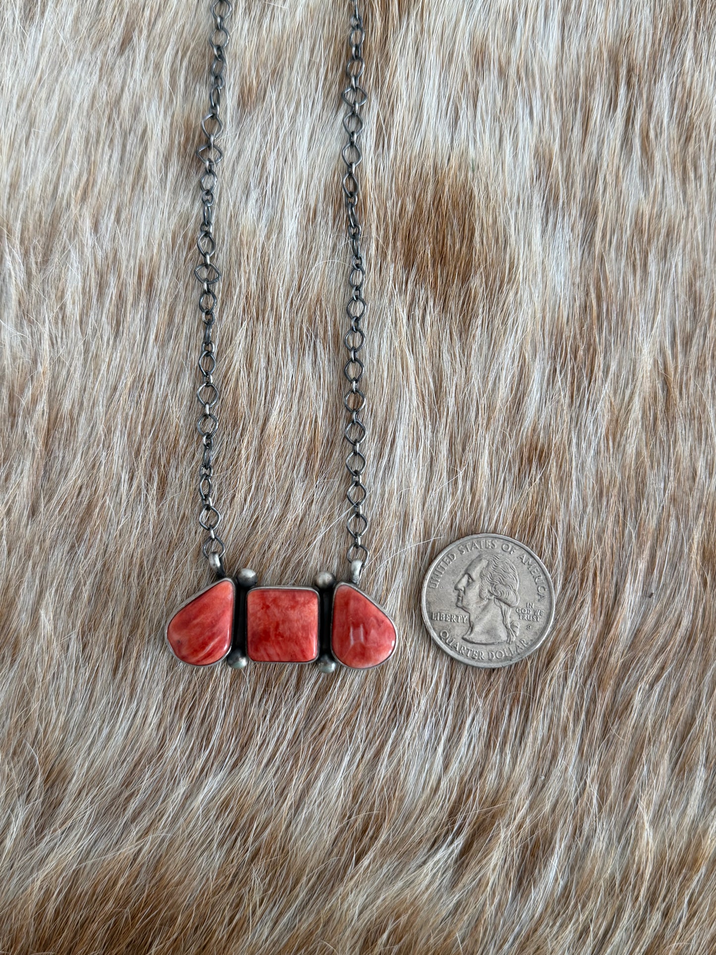 Red Spiny Cluster Bar Necklace