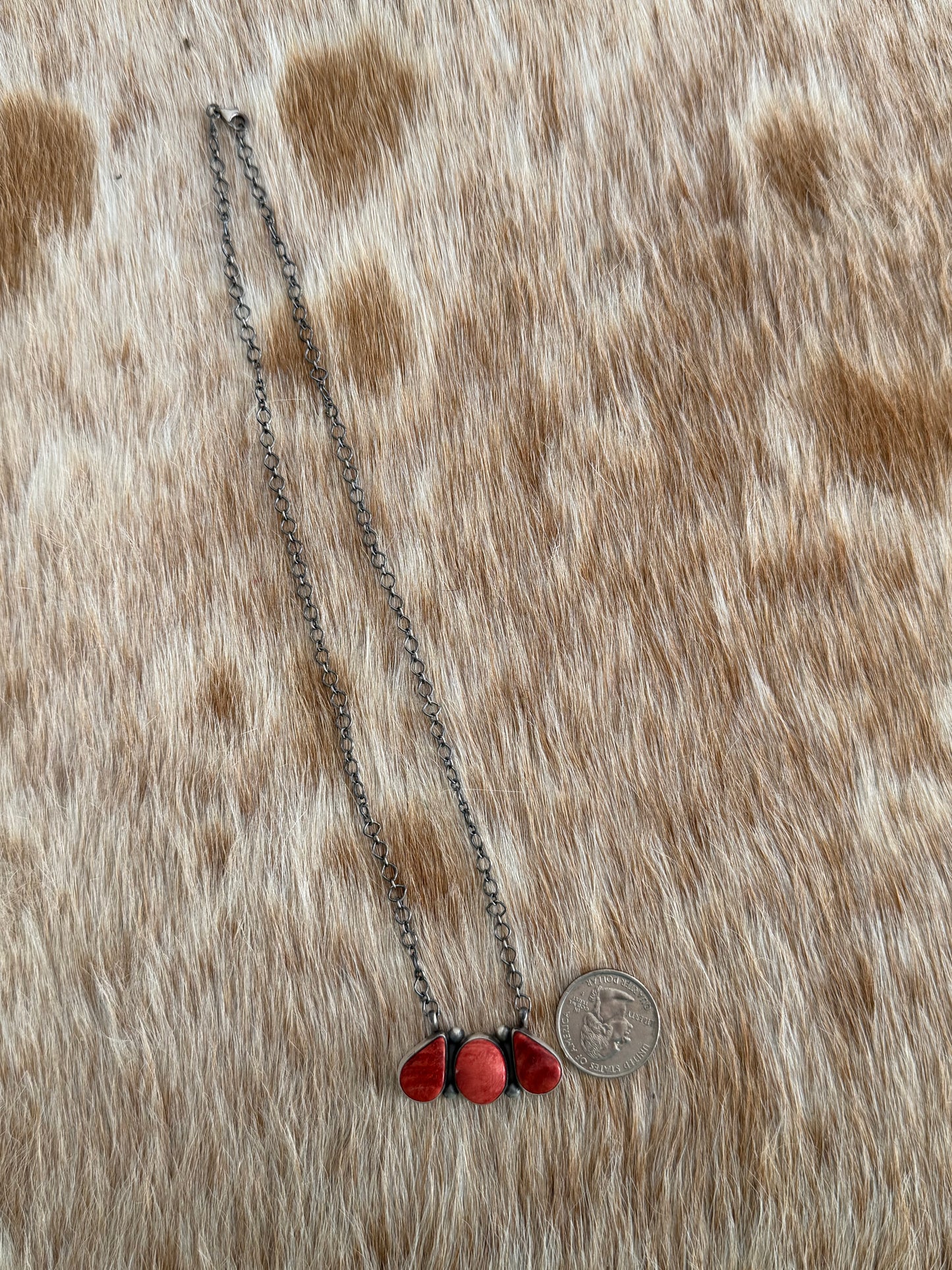 Red Spiny Cluster Bar Necklace