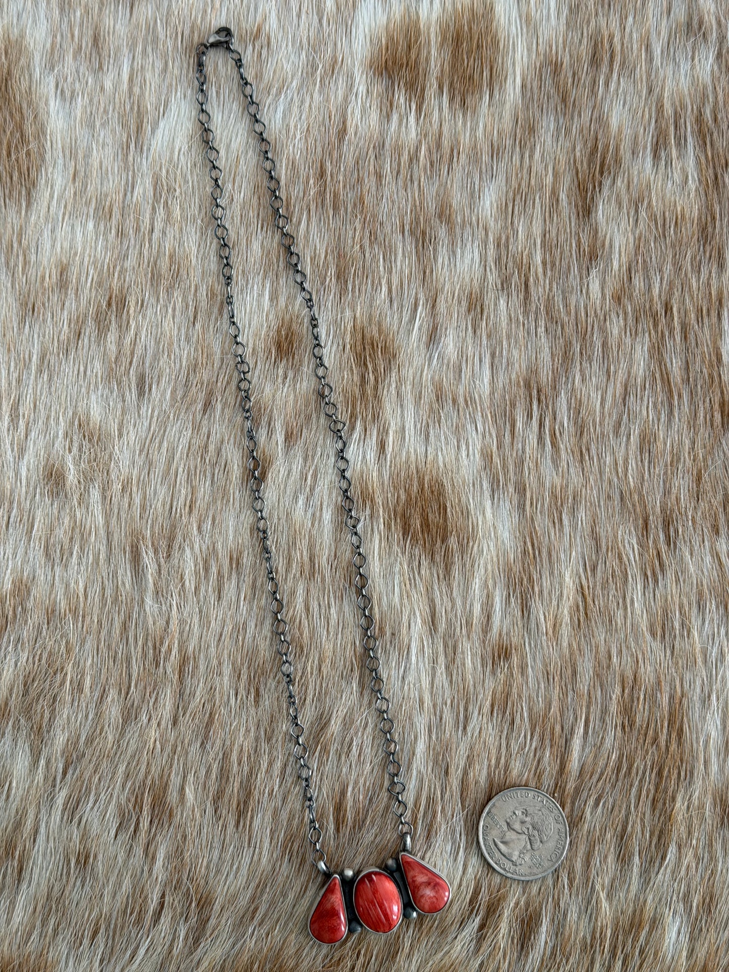 Red Spiny Cluster Bar Necklace