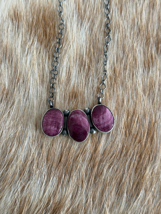 Purple Spiny Cluster Bar Necklace