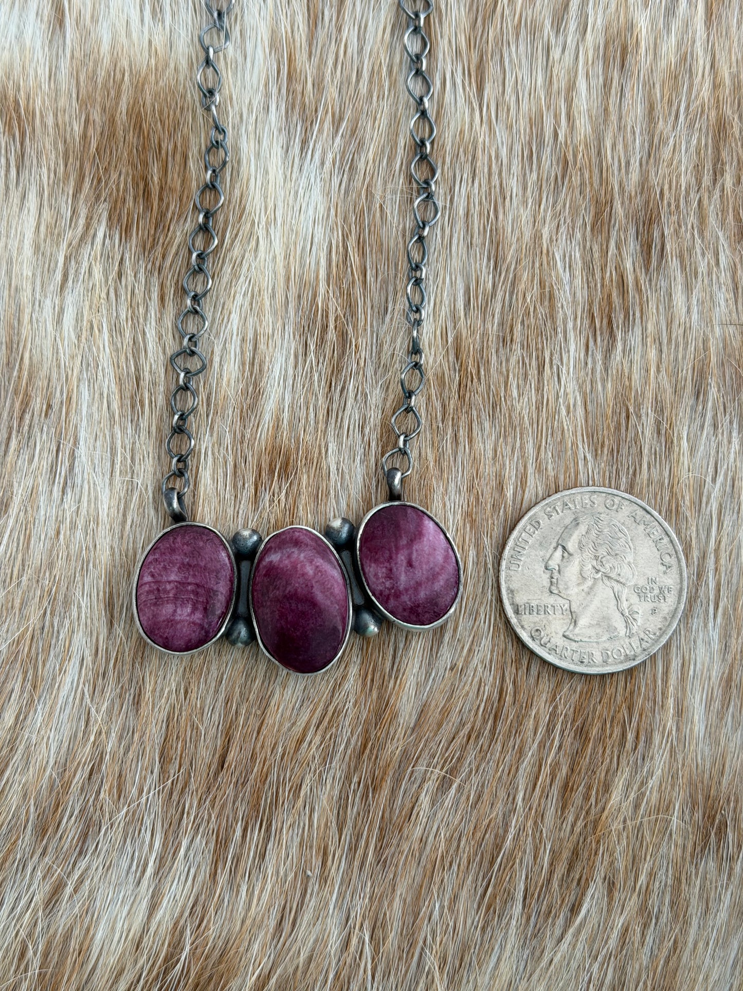 Purple Spiny Cluster Bar Necklace