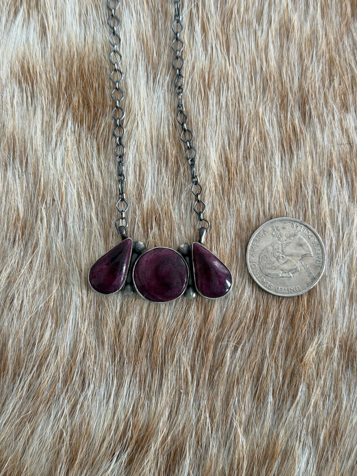 Purple Spiny Cluster Bar Necklace