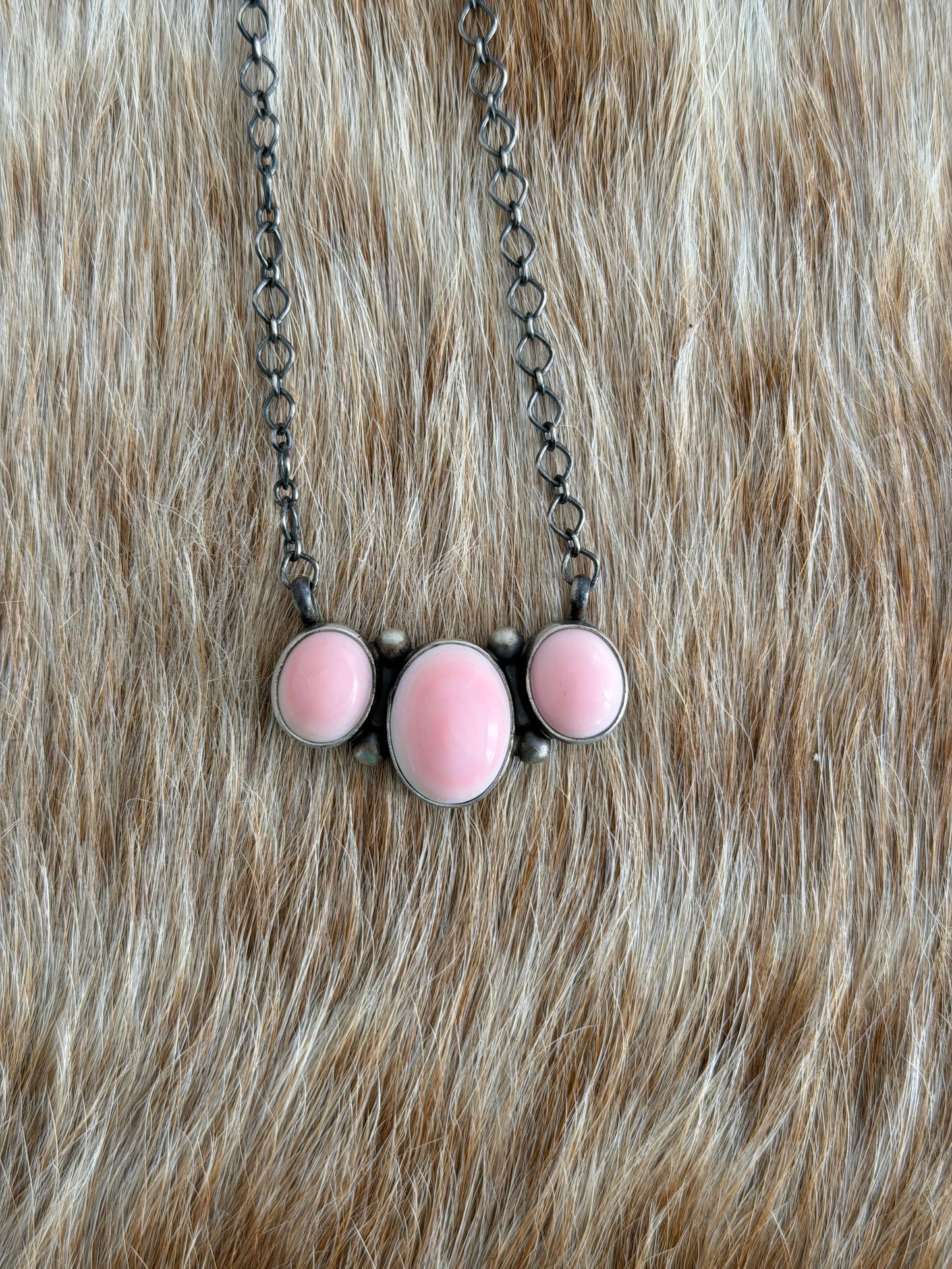 Pink Conch Cluster Bar Necklace
