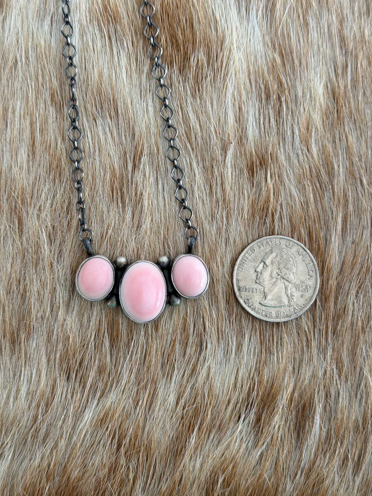 Pink Conch Cluster Bar Necklace