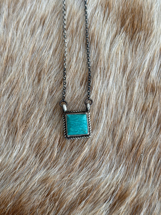 Kingman Turquoise Square Necklace
