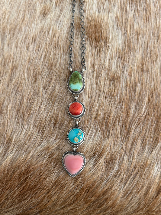 Multi Stone Drop Necklace