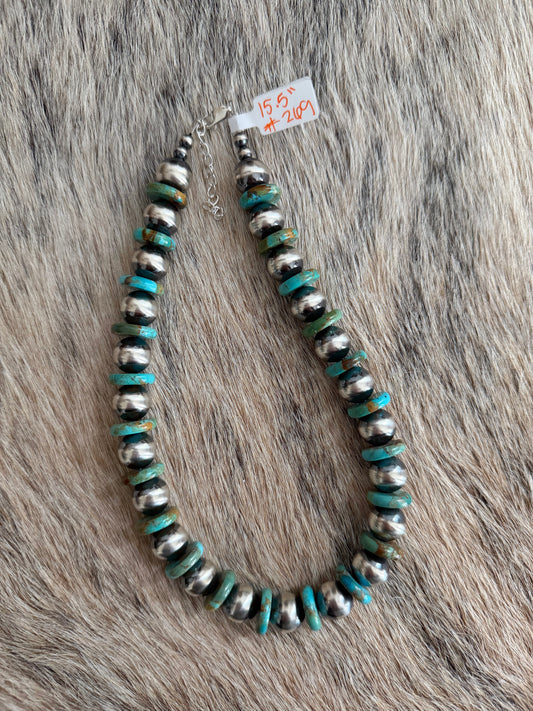 15.5" 12mm Turquoise Necklace