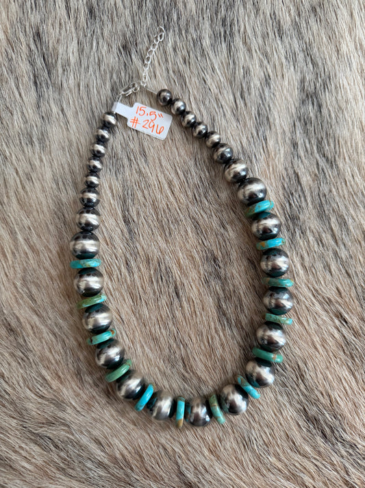 15.5" 14mm Turquoise Necklace
