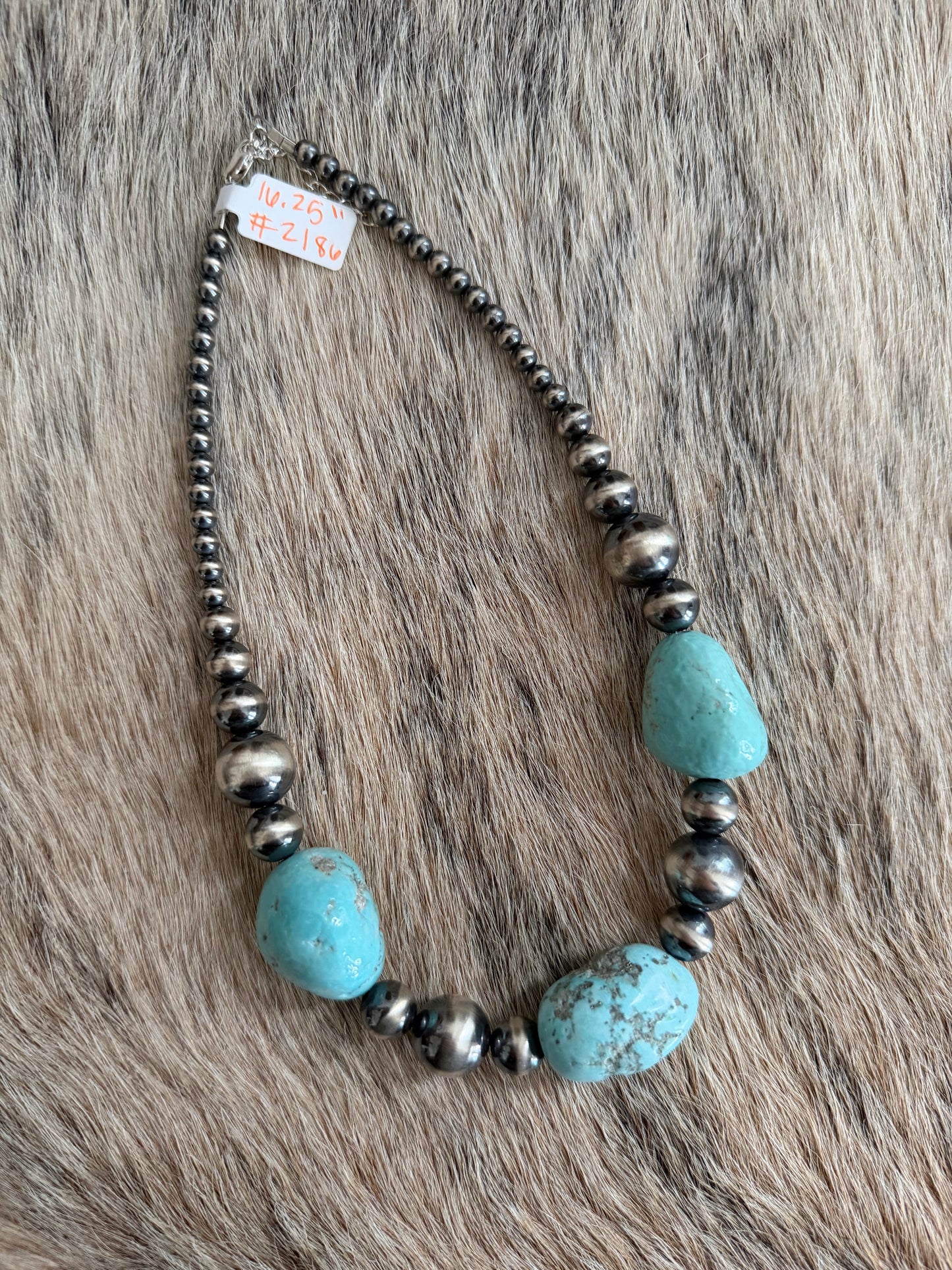 16.25" 5-14mm Sterling Pearl and White Water Turquoise Necklace