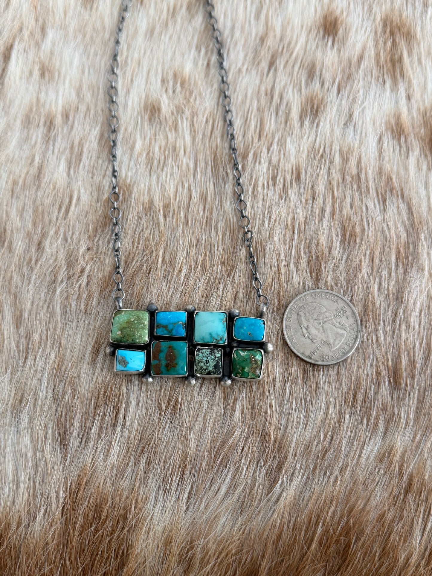 Mixed Turquoise Cluster Necklace