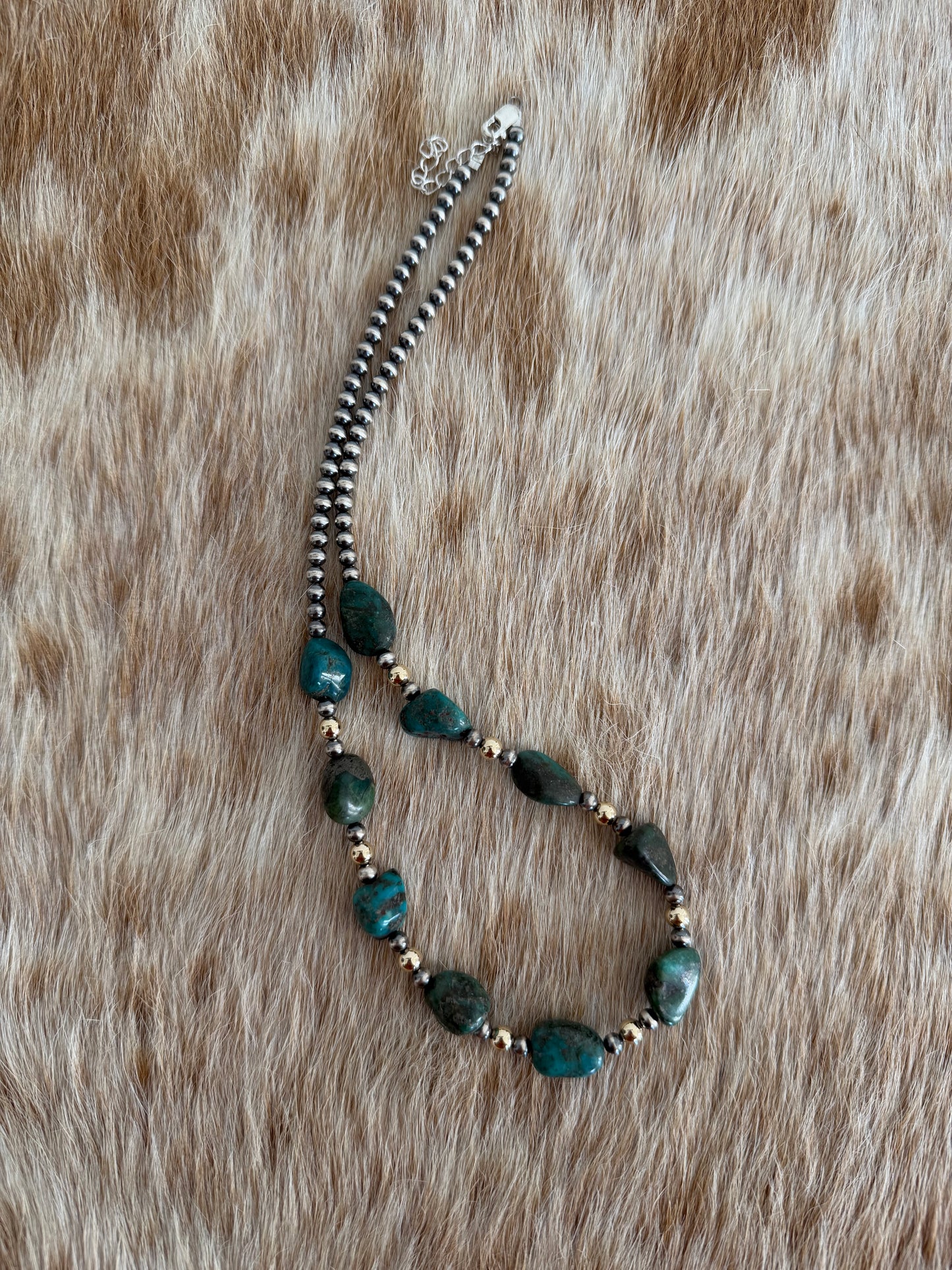 19.25" Turquoise and Gold Necklace