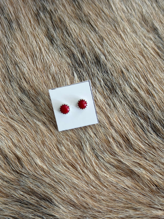 Red Coral Dainty Earrings