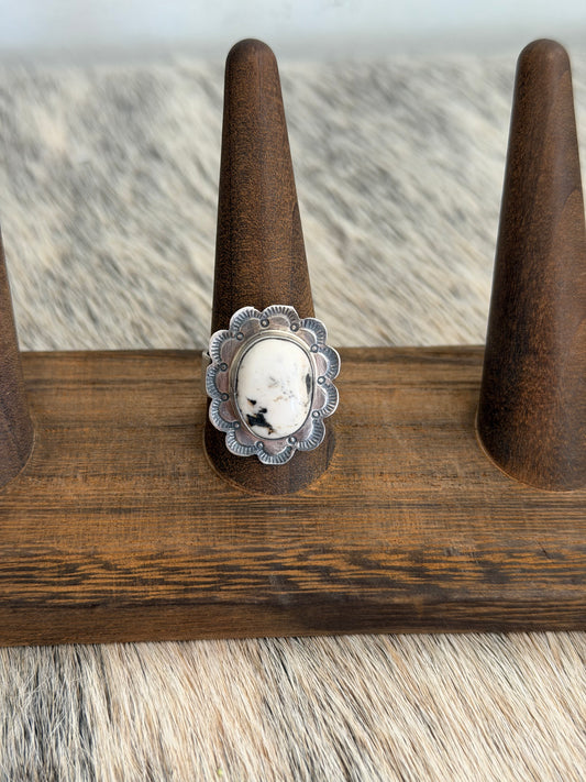 Adjustable White Buffalo Ring