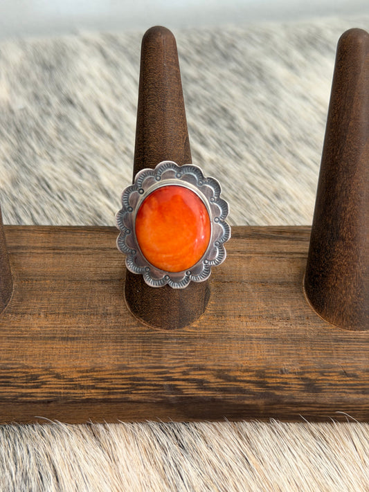 Adjustable Orange Spiny Oyster Shell Ring