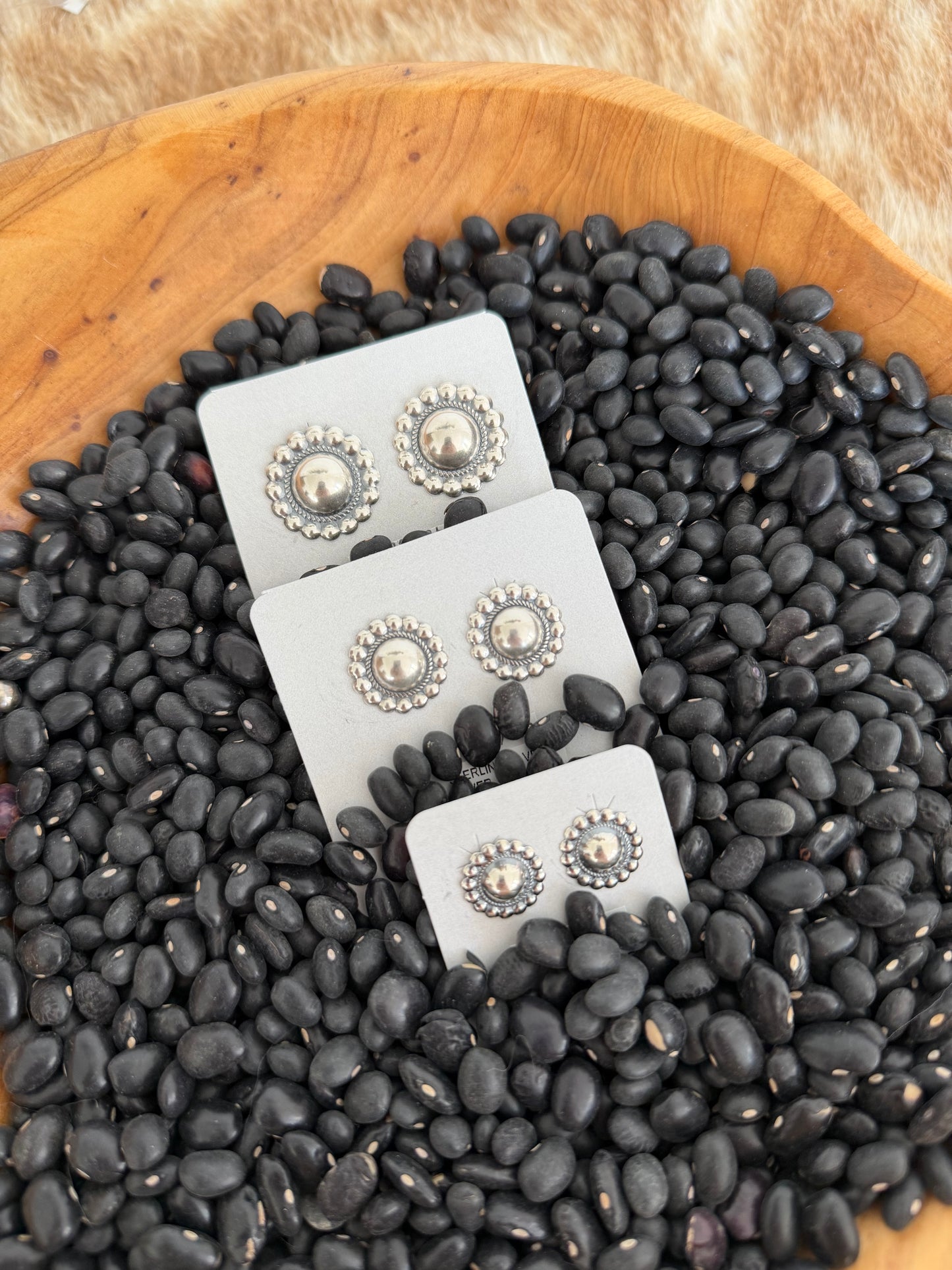 Sterling Silver Concho Earrings