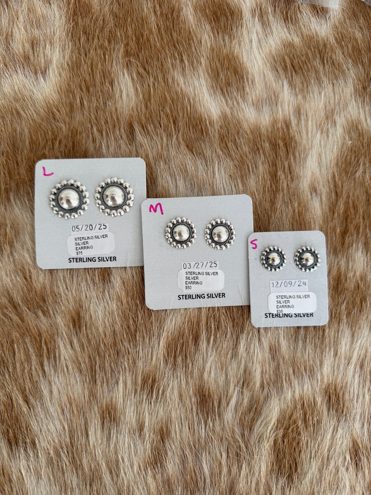 Sterling Silver Concho Earrings