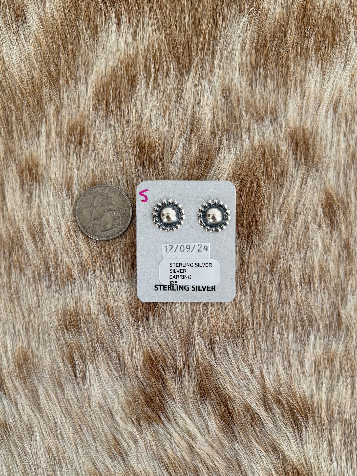 Sterling Silver Concho Earrings