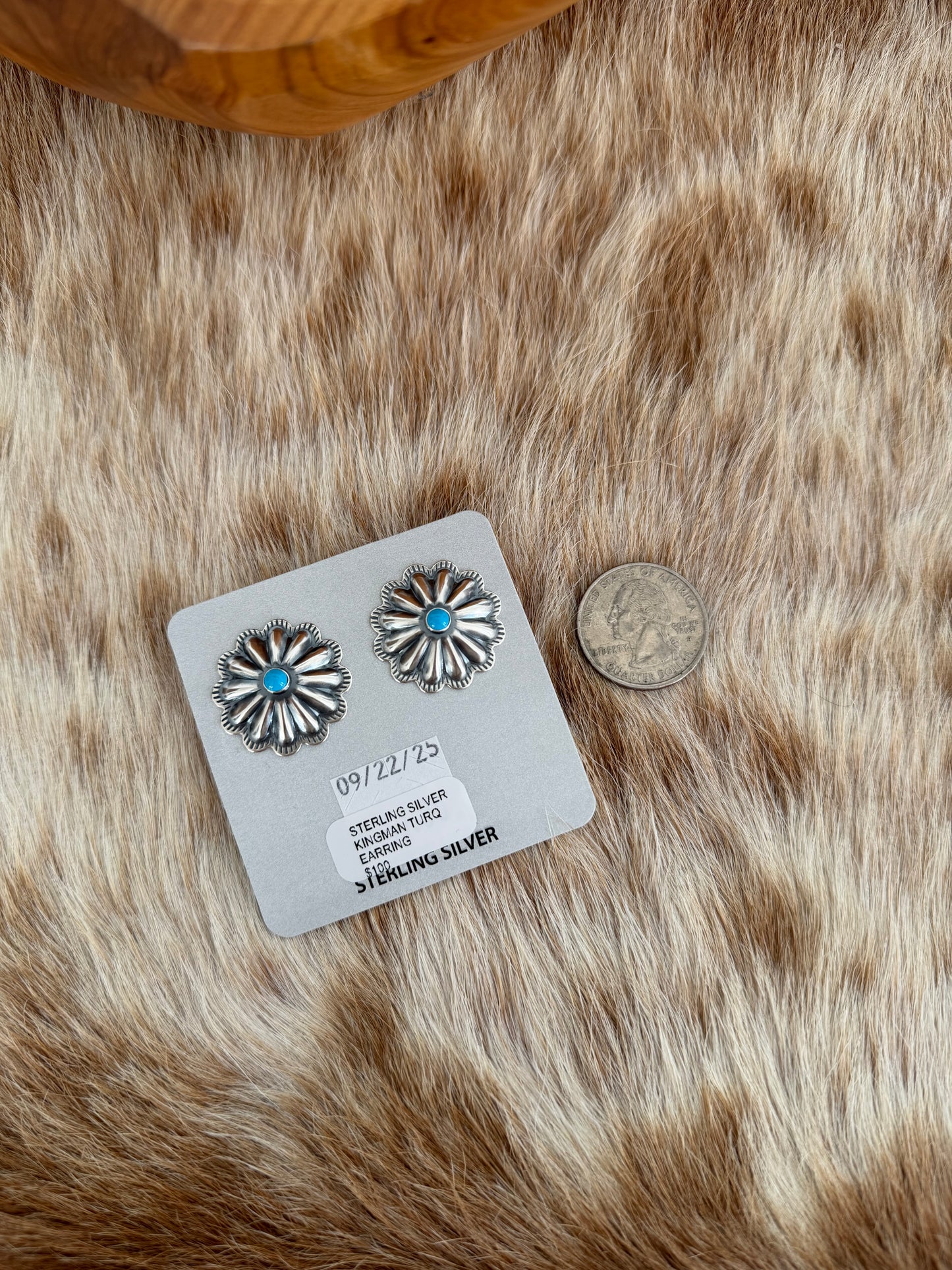 Kingman Turquoise Concho Earrings