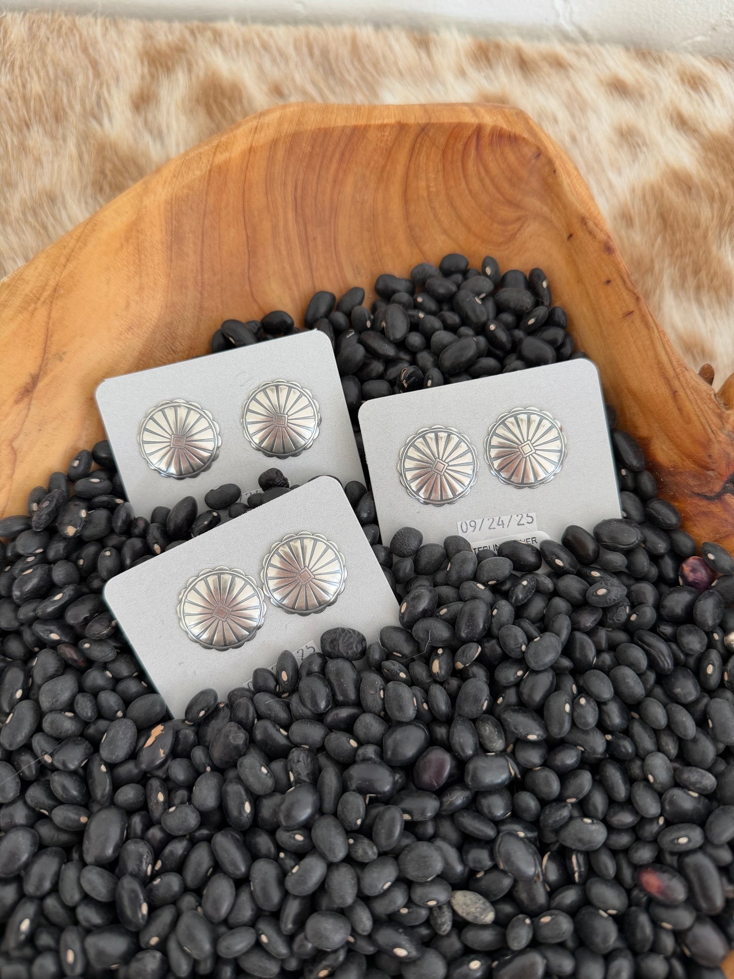 Sterling Silver Concho Earrings