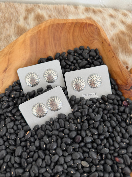 Sterling Silver Concho Earrings