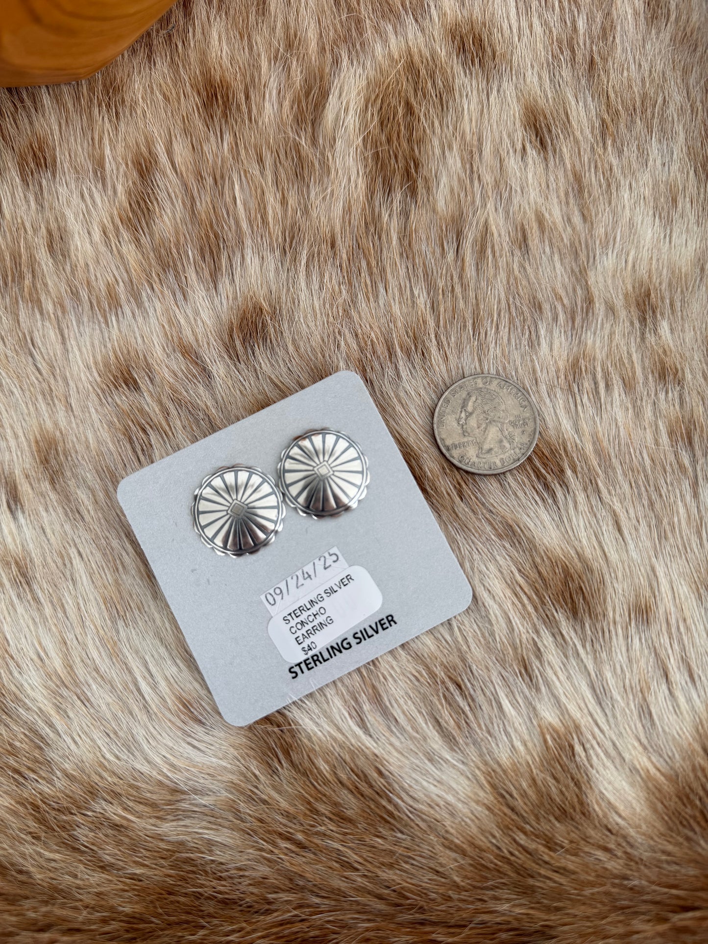 Sterling Silver Concho Earrings