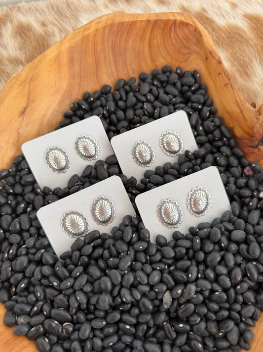 Sterling Silver Concho Earrings