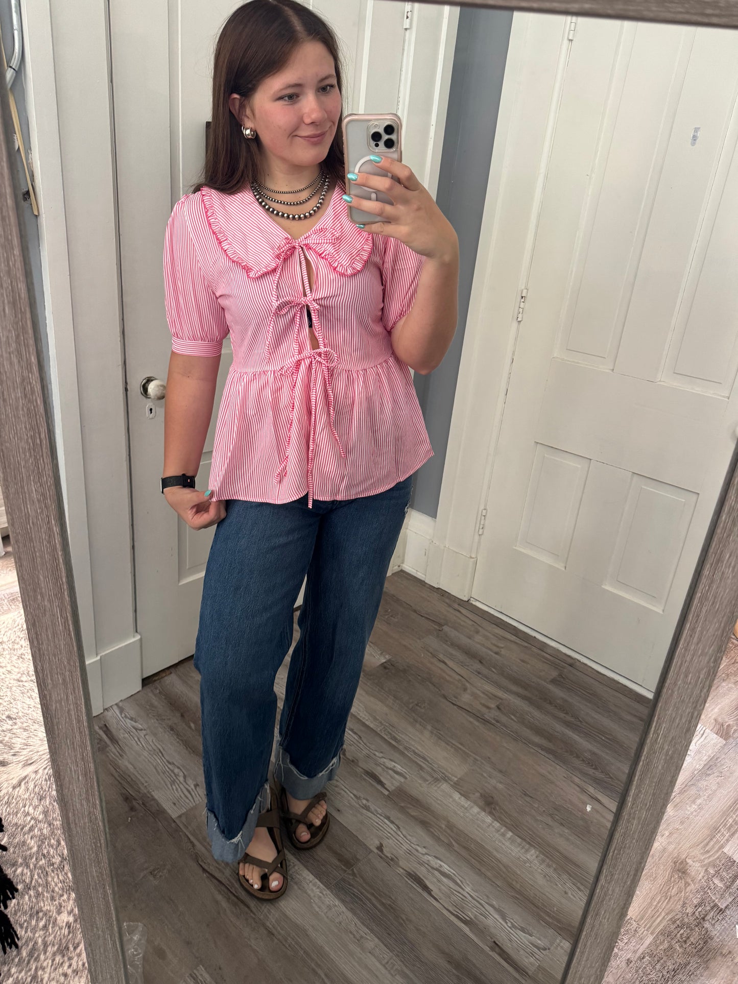 Pink and White Bow Tee