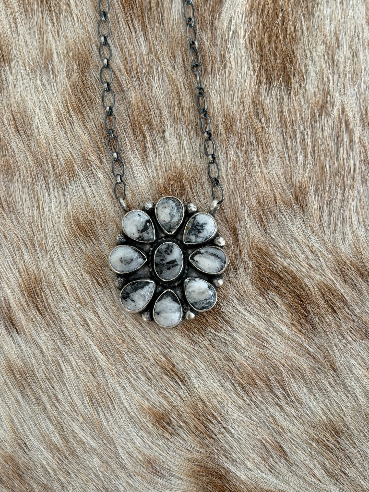 White Buffalo Cluster Necklace