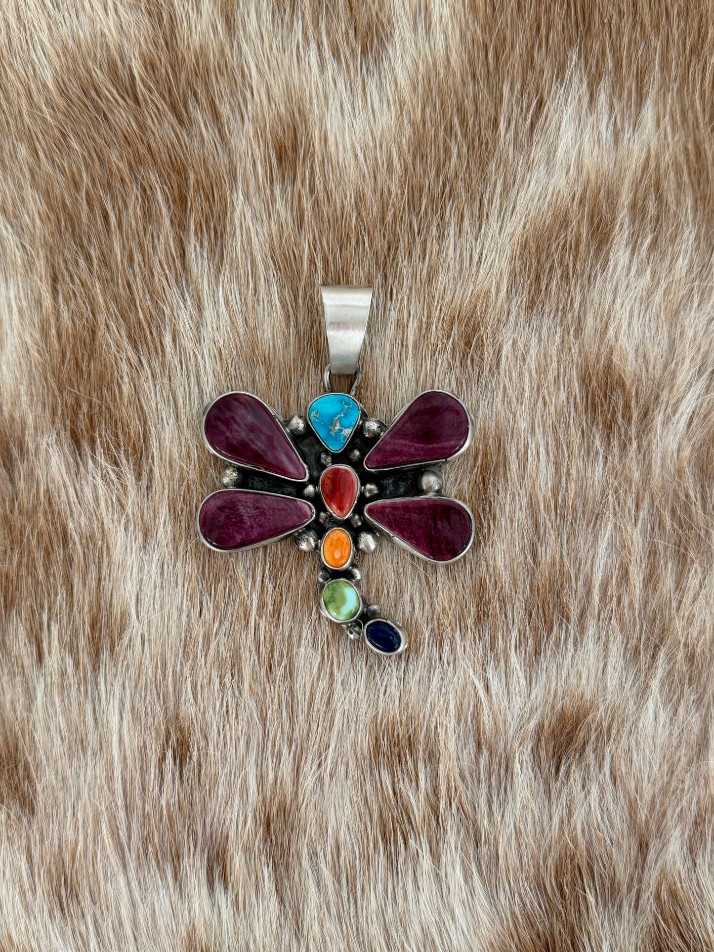Multi Stone Dragonfly Pendant