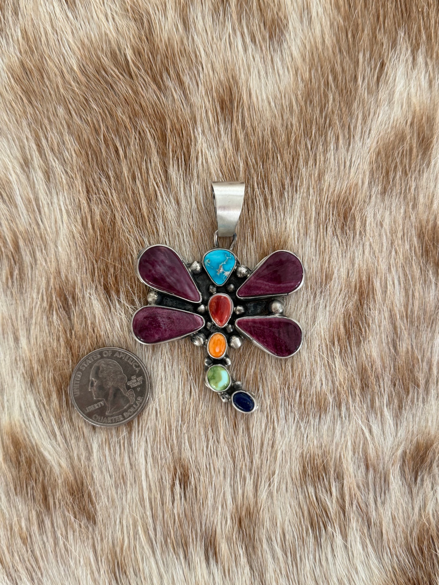 Multi Stone Dragonfly Pendant