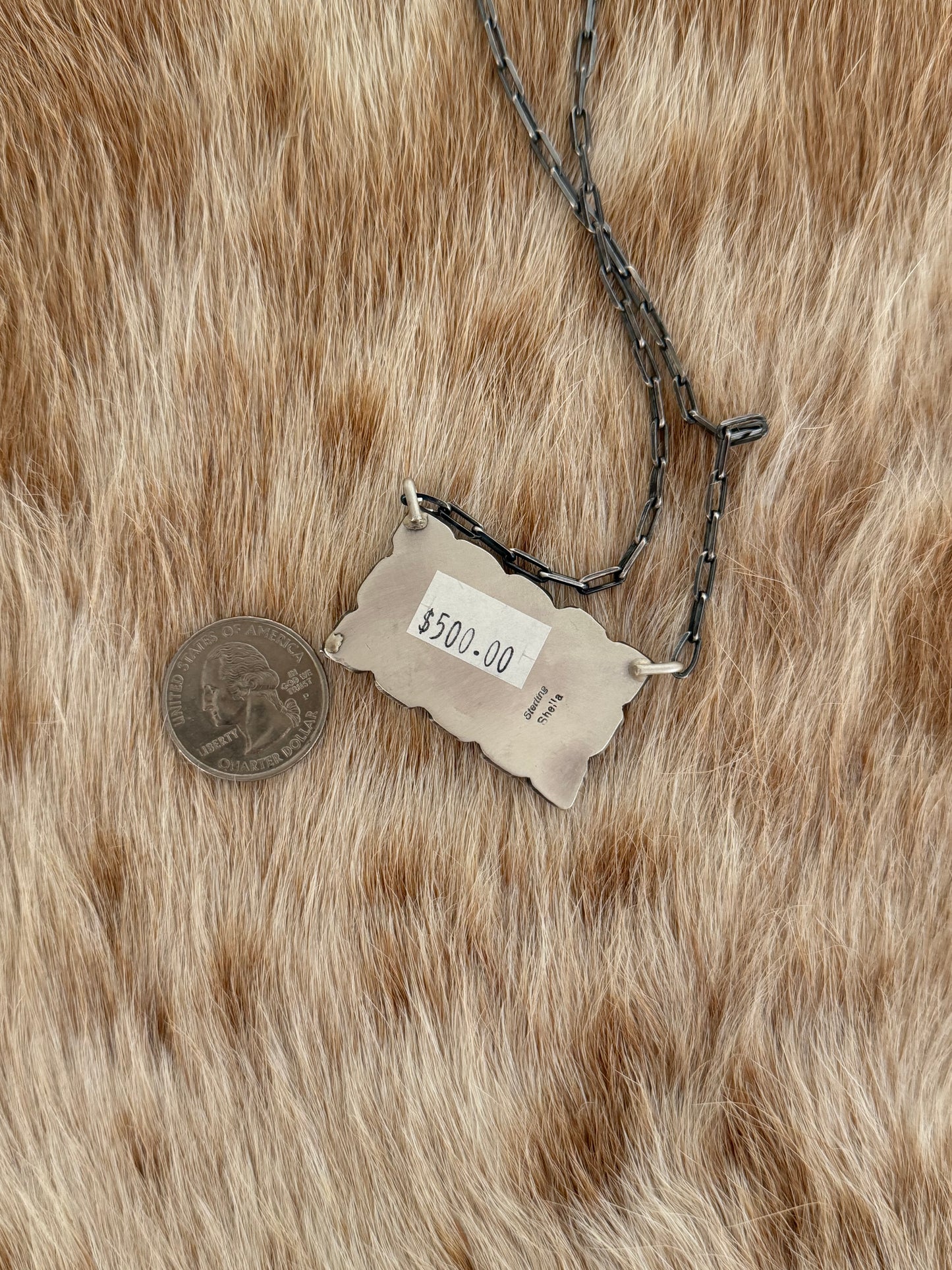 Orange Spiny Oyster Shell Cluster Bar Necklace