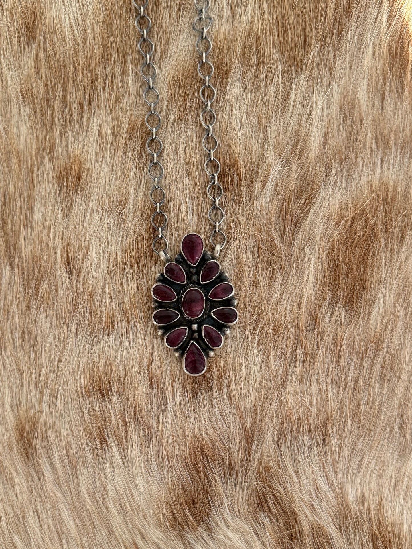 Purple Spiny Oyster Shell Cluster Necklace