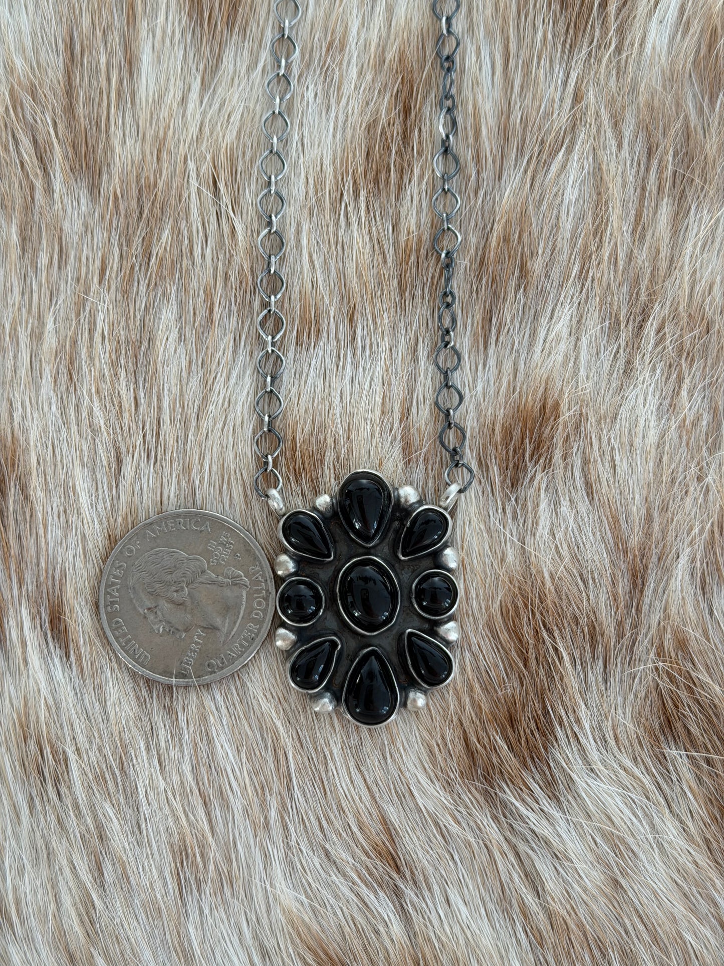 Black Onyx Cluster Necklace