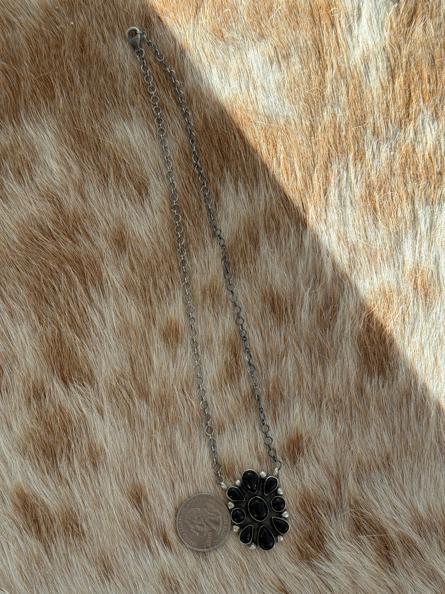 Black Onyx Cluster Necklace