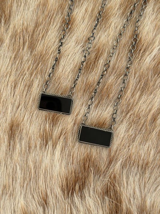 Black Onyx Bar Necklace
