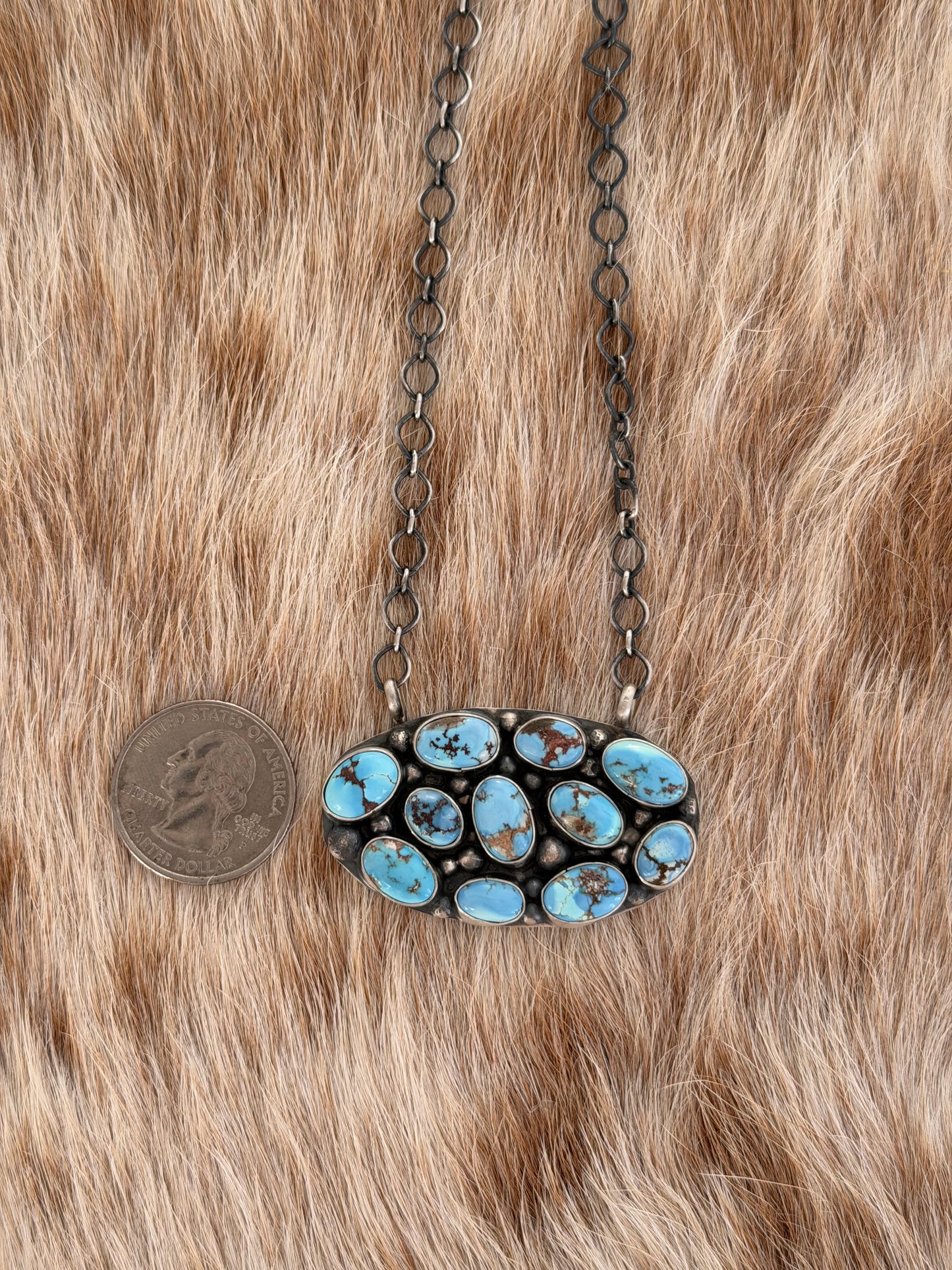 Golden Hills Turquoise Cluster Bar Necklace