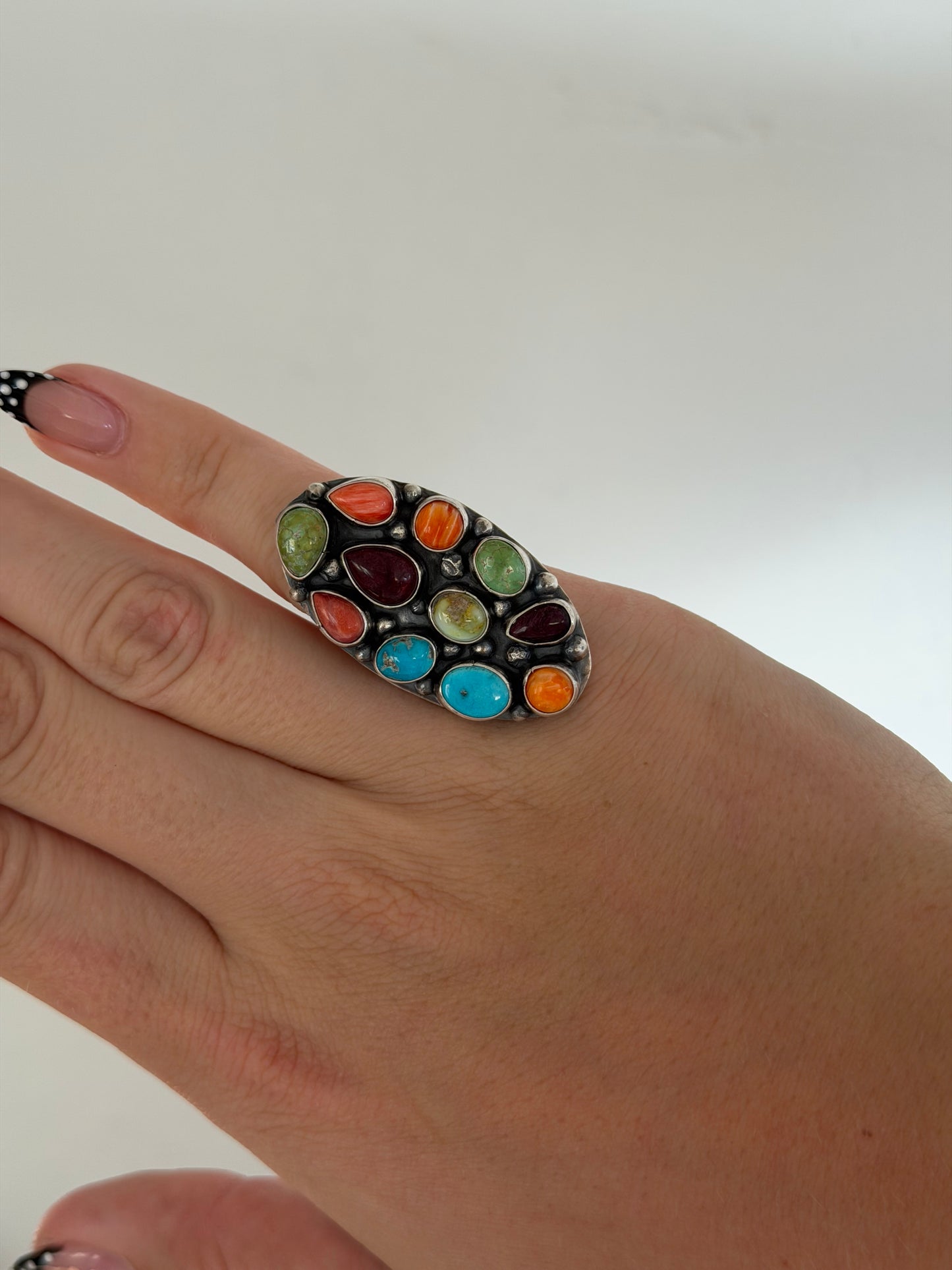 Adjustable Multicolored Cluster Ring